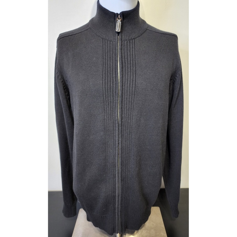 Oscar De La Renta Mens Size Large Pullover Full Zipper‎ Sweater Black Casual